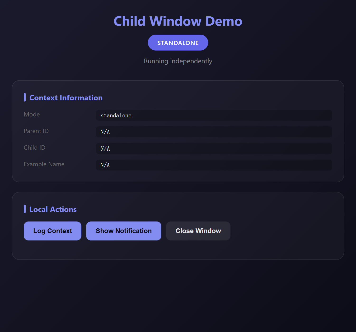 Child Window Demo
