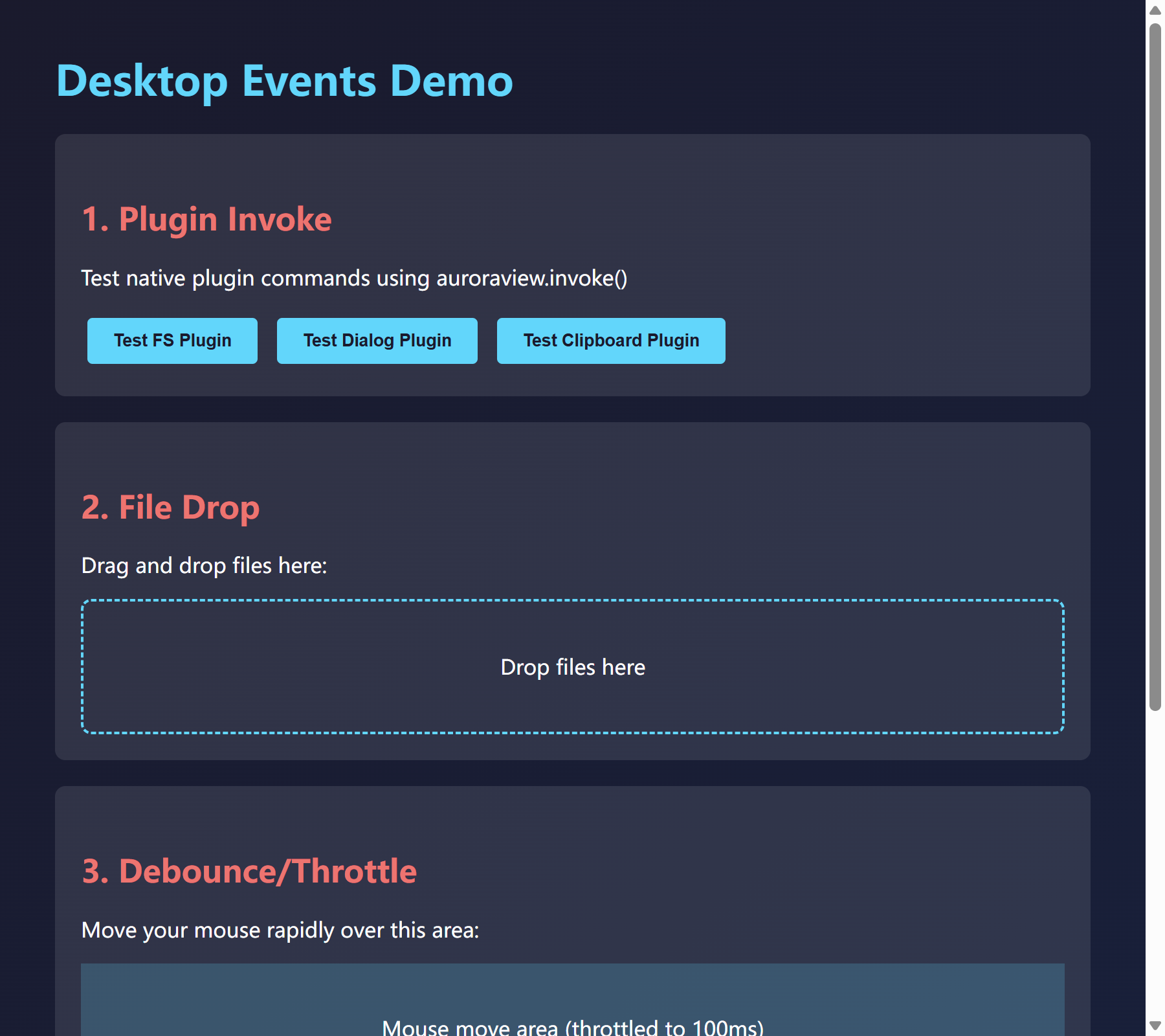Desktop Events Demo